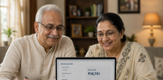 Using an EMI calculator to plan monthly repayments on an online loan for senior citizens