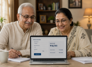 Using an EMI calculator to plan monthly repayments on an online loan for senior citizens